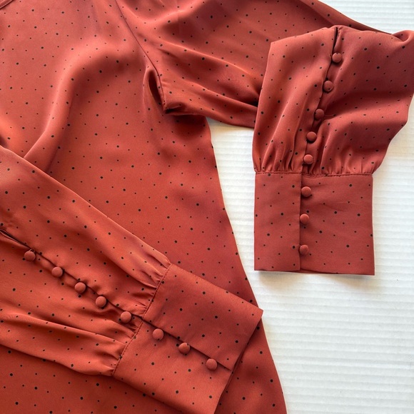Express Rust Blouse with Polka Dots Size Medium - Picture 10 of 10